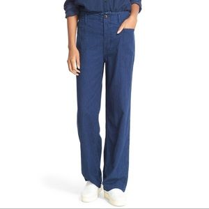 Vince High Rise Wide Leg Denim Trouser